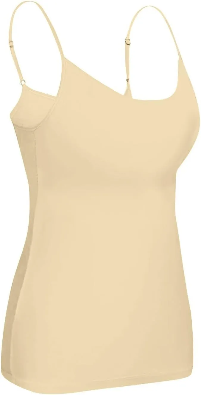 Tank Top with Built in Bra for Women Adjustable Spaghetti Strap Shelf Bra Camisole Tops Cotton Undershirts Cami