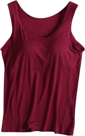 Tank Top with Built in Bra for Women Racerback Workout Shelf Bras Tanks Basic Padded Yoga Shirt Modal Undershirt