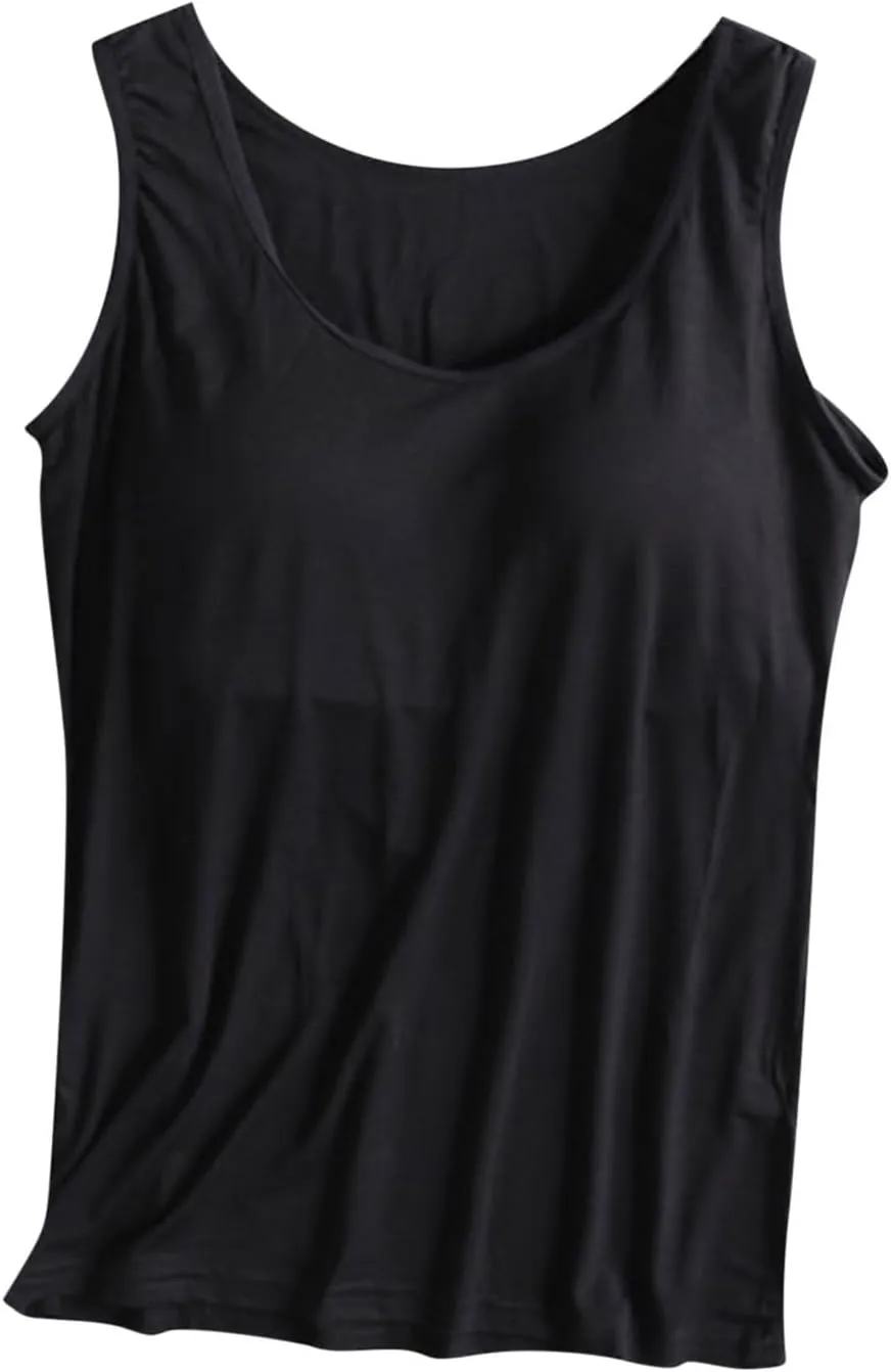 Tank Top with Built in Bra for Women Racerback Workout Shelf Bras Tanks Basic Padded Yoga Shirt Modal Undershirt