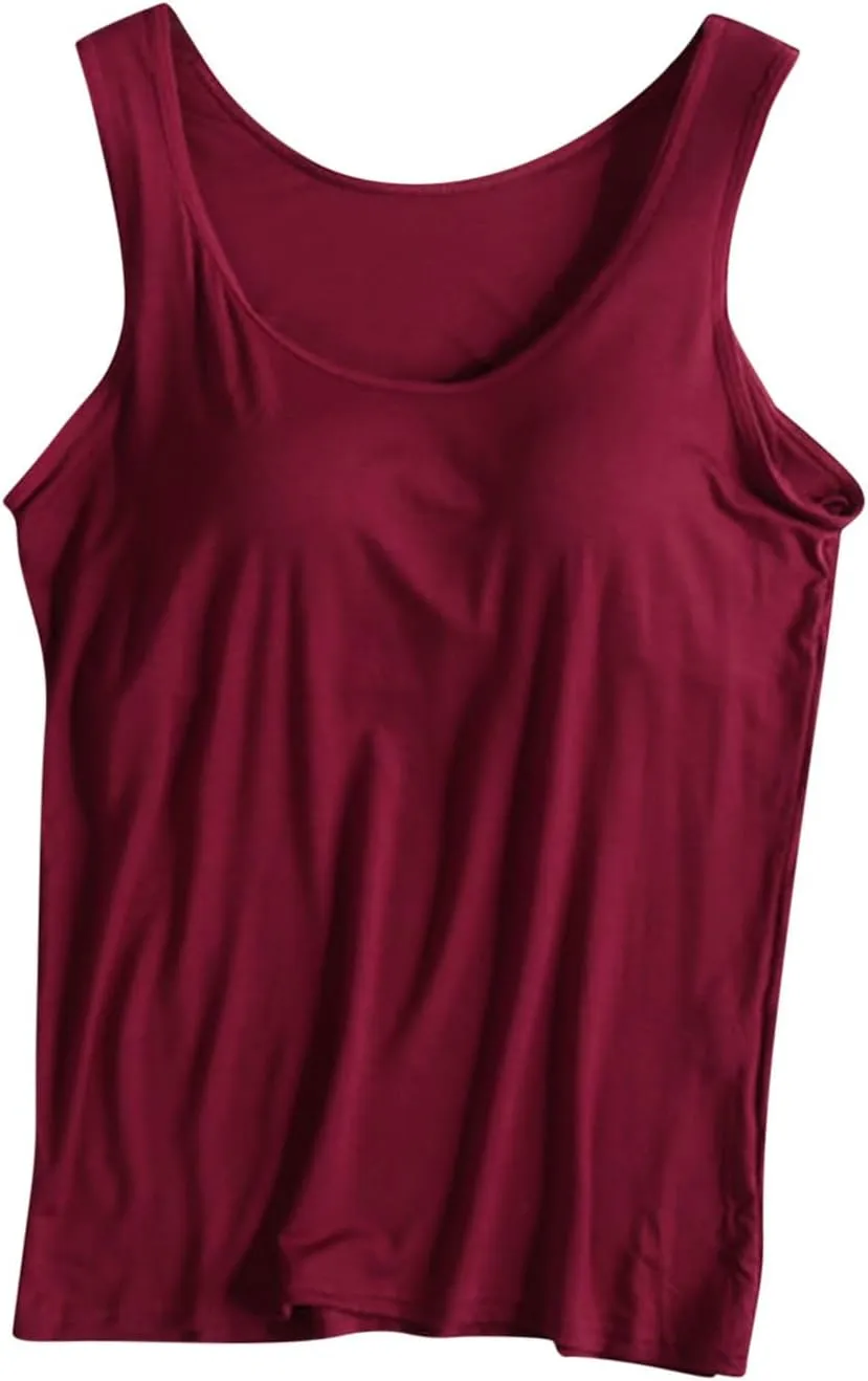 Tank Top with Built in Bra for Women Racerback Workout Shelf Bras Tanks Basic Padded Yoga Shirt Modal Undershirt
