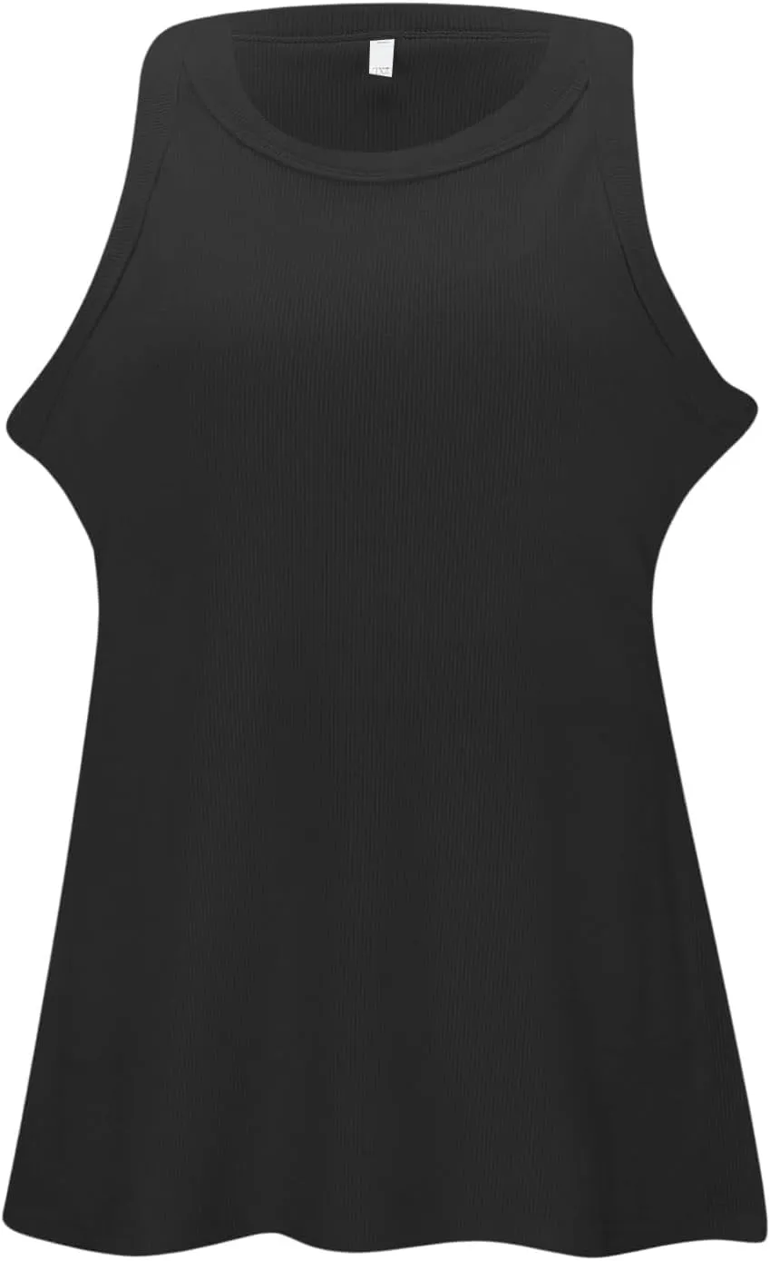 Tank Tops for Women 2025 Built in Shelf Bra Spaghetti Strap Summer Camisole U Neck Slim Fit Ribbed Sleeveless Shirts