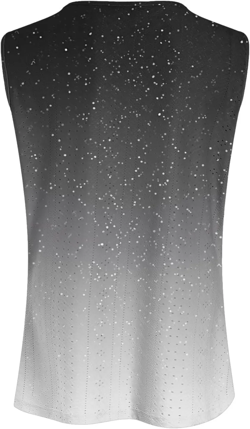 Tank Tops for Women 2025 Pleated Square Neck O Ring Shoulder Sleeveless Shirts Casual Loose Fit Trendy Blouses