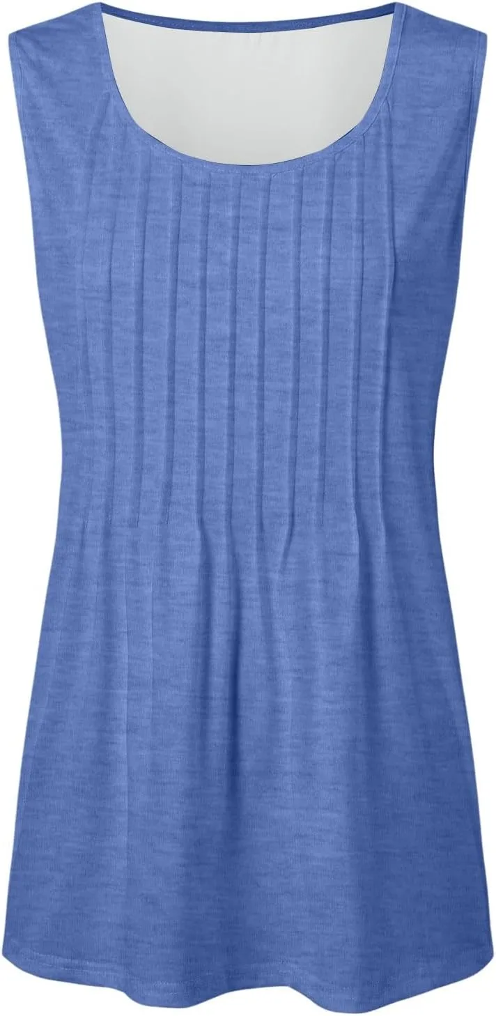 Tank Tops for Women 2025 Trendy Causal Crewneck Flowy Loose Fit Tank Top Sleeveless Summer Tops Tshirts