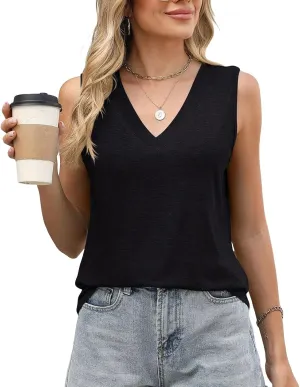 Tank Tops for Women 2025 Trendy V Neck Tank Top Sleeveless Loose Fit Flowy Shirts Summer Outfit Clothes