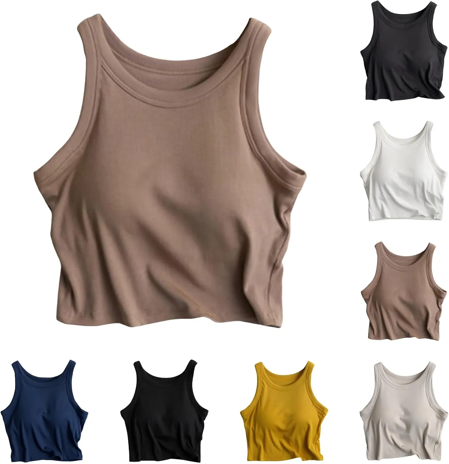 Tank Tops for Women Built in Bra Spaghetti Strap Workout Shelf Bra Camisole Top Padded Solid Sport Under Clothe