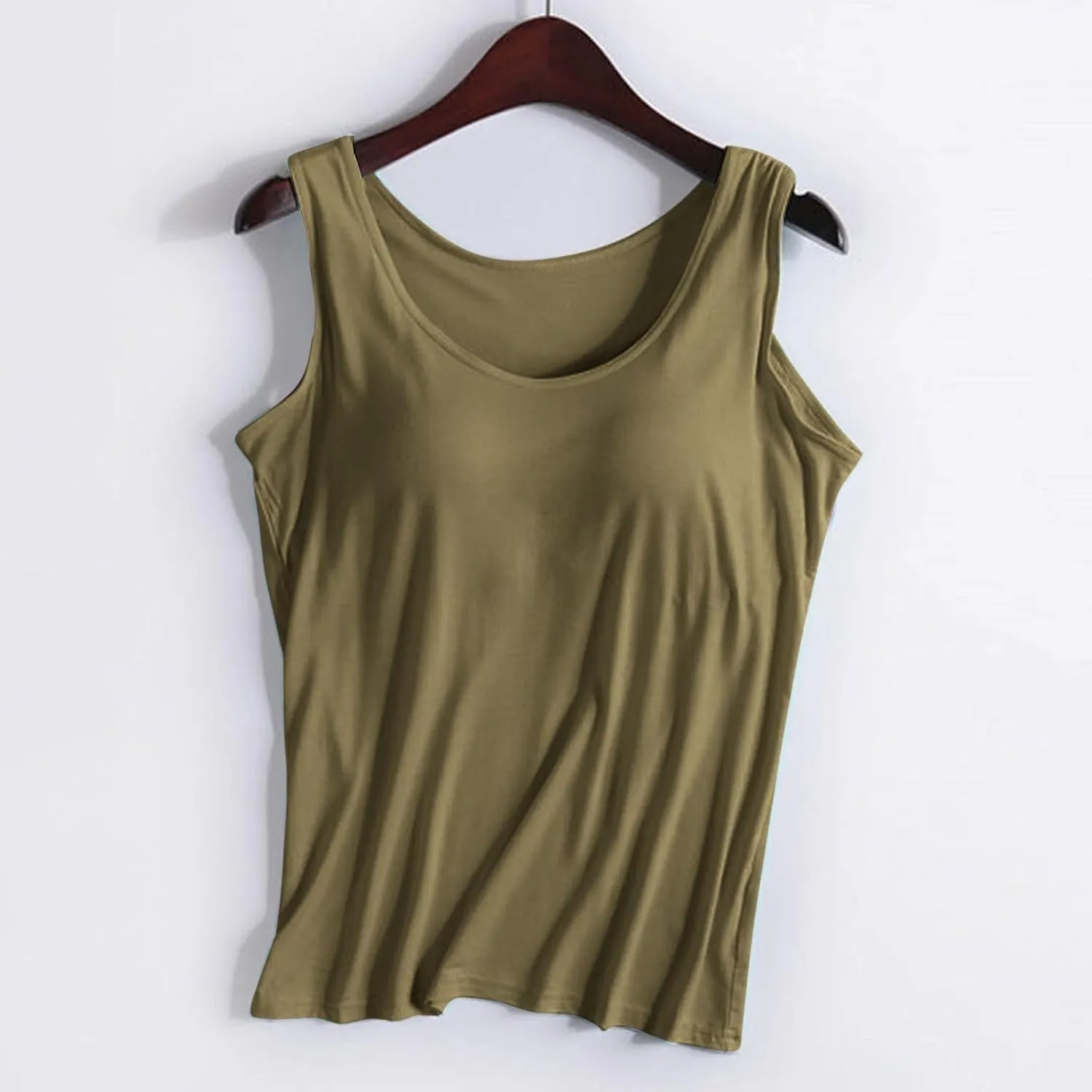 Tank Tops for Women Built in Bra Spaghetti Strap Workout Shelf Bra Camisole Top Padded Solid Sport Under Clothe