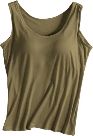 Tank Tops for Women Built in Bra Spaghetti Strap Workout Shelf Bra Camisole Top Padded Solid Sport Under Clothe
