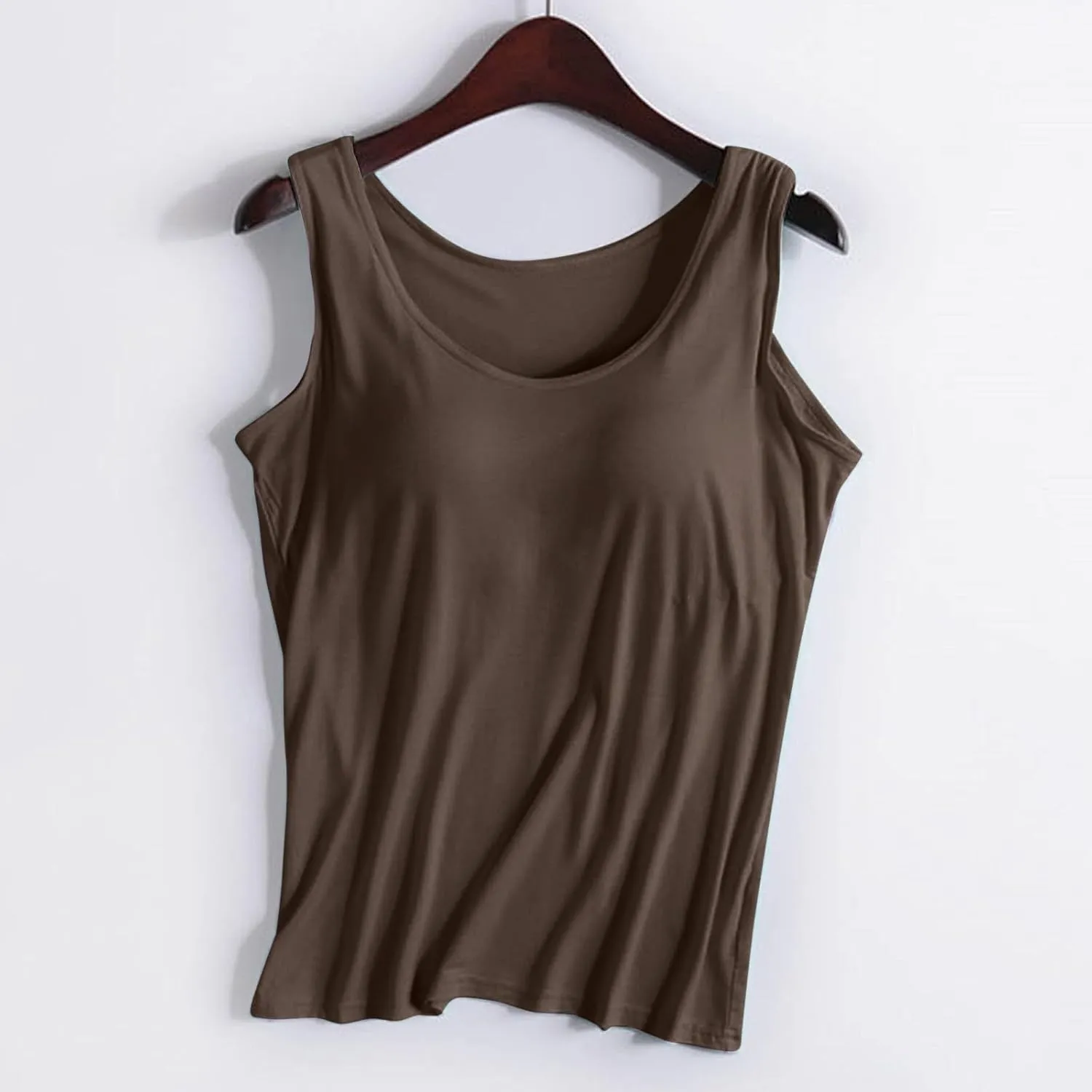 Tank Tops for Women Built in Bra Spaghetti Strap Workout Shelf Bra Camisole Top Padded Solid Sport Under Clothe
