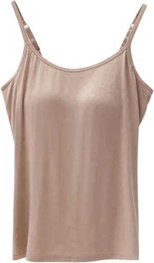 Tank Tops for Women Built with Shelf Bra Chest Adjustable Spaghetti Strap Cotton Tanks Layering Workout Undershirts