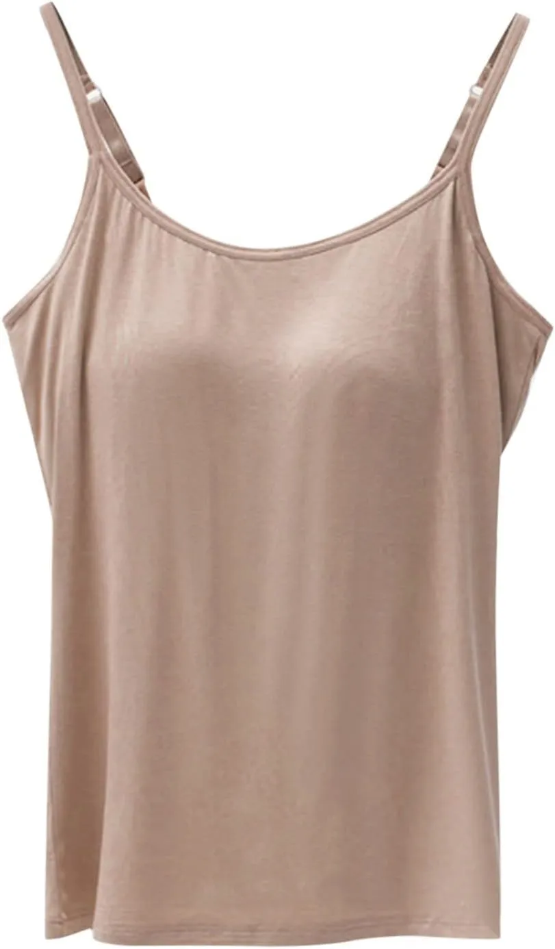 Tank Tops for Women Built with Shelf Bra Chest Adjustable Spaghetti Strap Cotton Tanks Layering Workout Undershirts