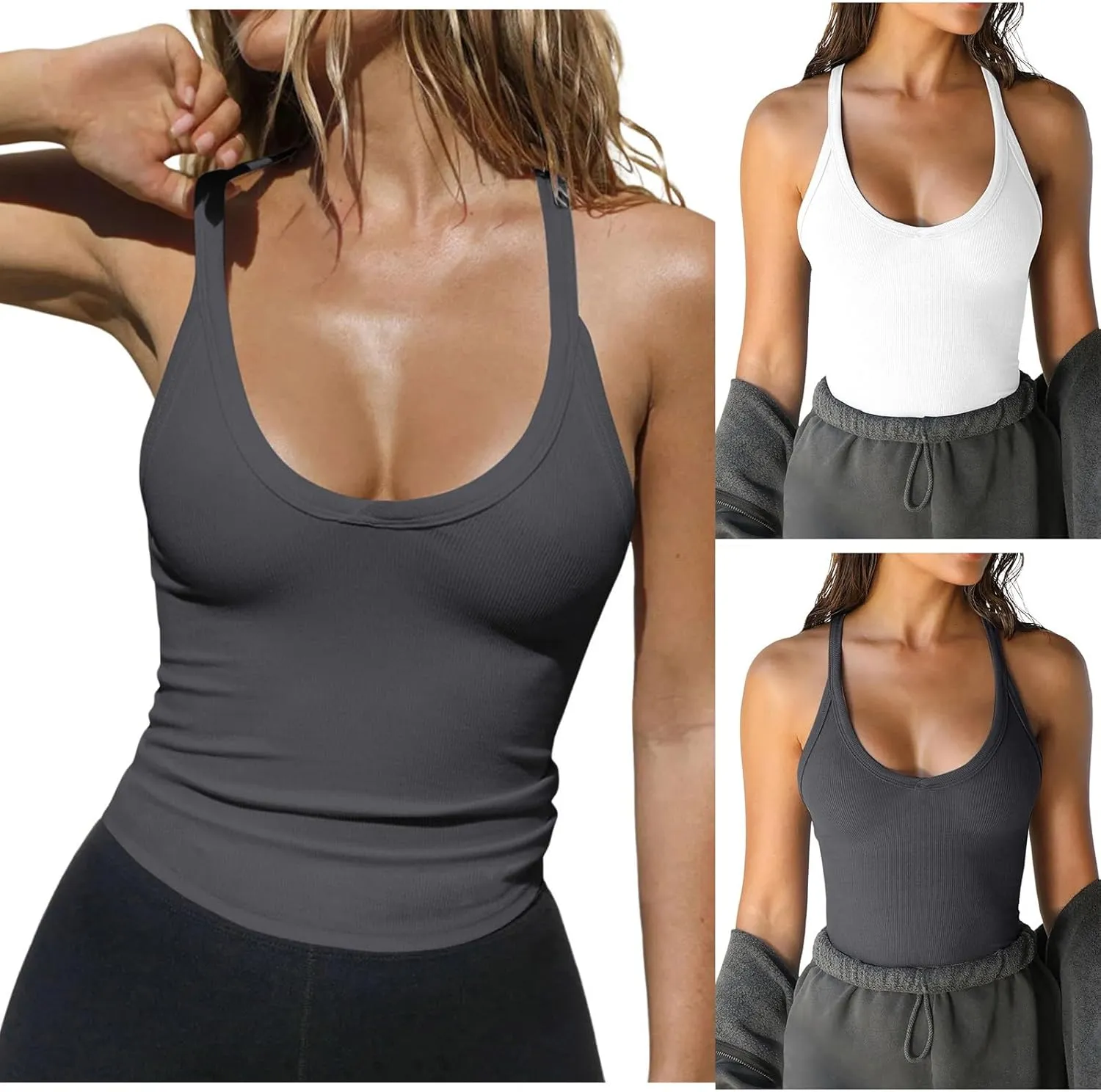 Tank Tops for Women Crop Camisole Summer Fashion Sleeveless Ribbed Workout Basic Going Out Gym Spring Clothes