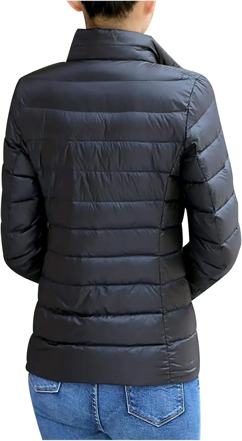 TIMIFIS Puffer Jacket Womens Winter Lightweight Down Coats Casual Zipper Quilted Jackets Plus Size Outerwear with Pockets