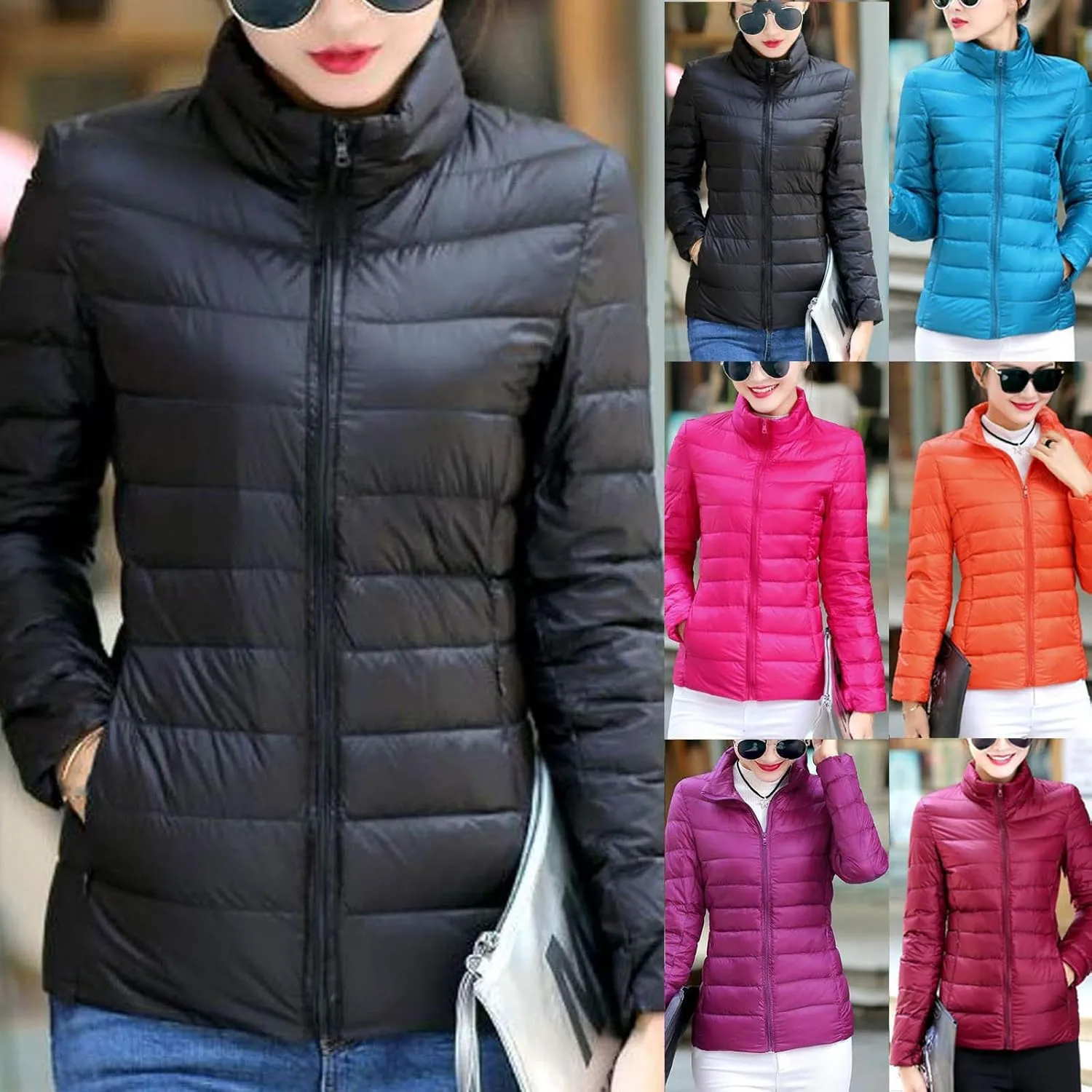TIMIFIS Puffer Jacket Womens Winter Lightweight Down Coats Casual Zipper Quilted Jackets Plus Size Outerwear with Pockets