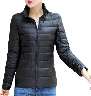 TIMIFIS Puffer Jacket Womens Winter Lightweight Down Coats Casual Zipper Quilted Jackets Plus Size Outerwear with Pockets
