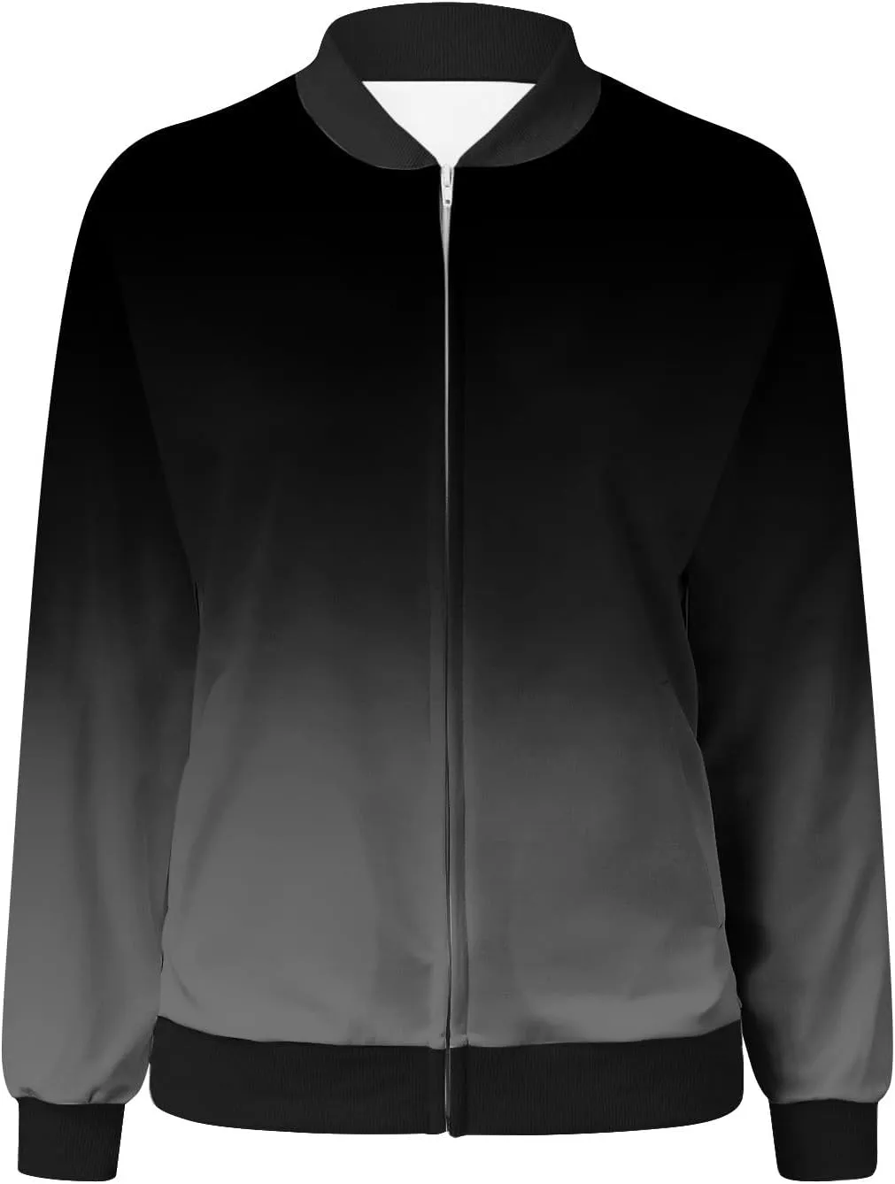 TIMIFIS Womens Bomber Jacket Lightweight Short Coats Stand Collar Zipper Outerwear Fashion Motorcycle Jacket with Pockets