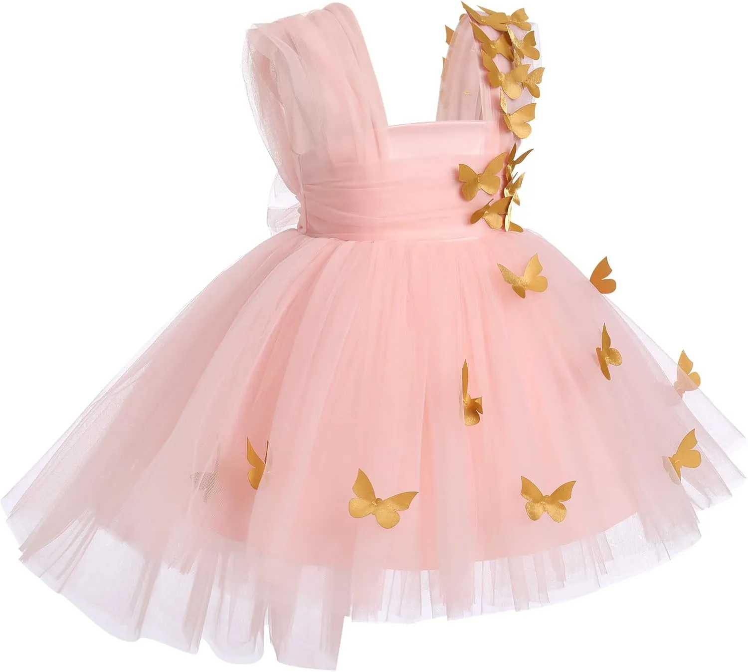 Toddler Baby Flower Girls Sequins Bowknot High Low Tutu Dress Petal Lace Princess Pageant Wedding Birthday Party Formal Gown
