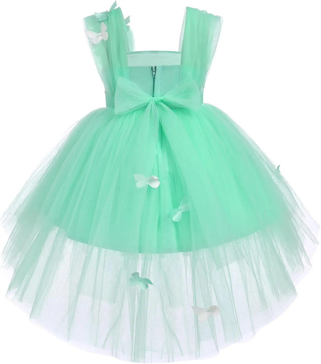 Toddler Baby Flower Girls Sequins Bowknot High Low Tutu Dress Petal Lace Princess Pageant Wedding Birthday Party Formal Gown