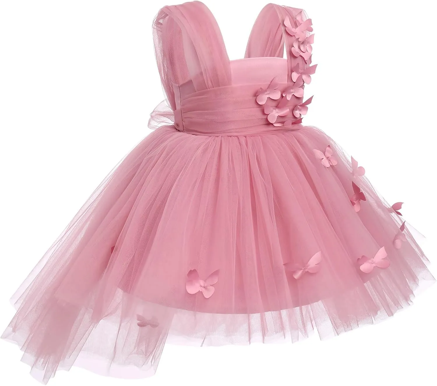 Toddler Baby Flower Girls Sequins Bowknot High Low Tutu Dress Petal Lace Princess Pageant Wedding Birthday Party Formal Gown
