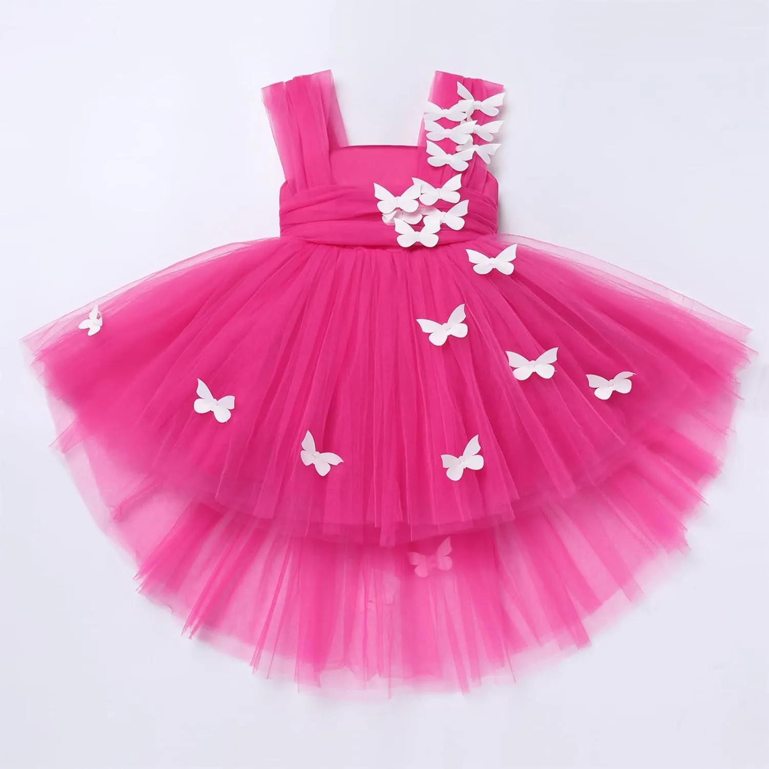 Toddler Baby Flower Girls Sequins Bowknot High Low Tutu Dress Petal Lace Princess Pageant Wedding Birthday Party Formal Gown