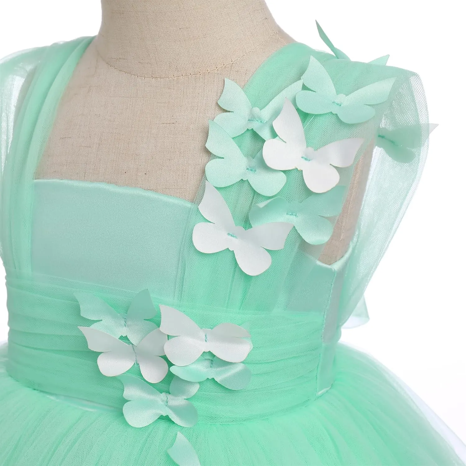 Toddler Baby Flower Girls Sequins Bowknot High Low Tutu Dress Petal Lace Princess Pageant Wedding Birthday Party Formal Gown