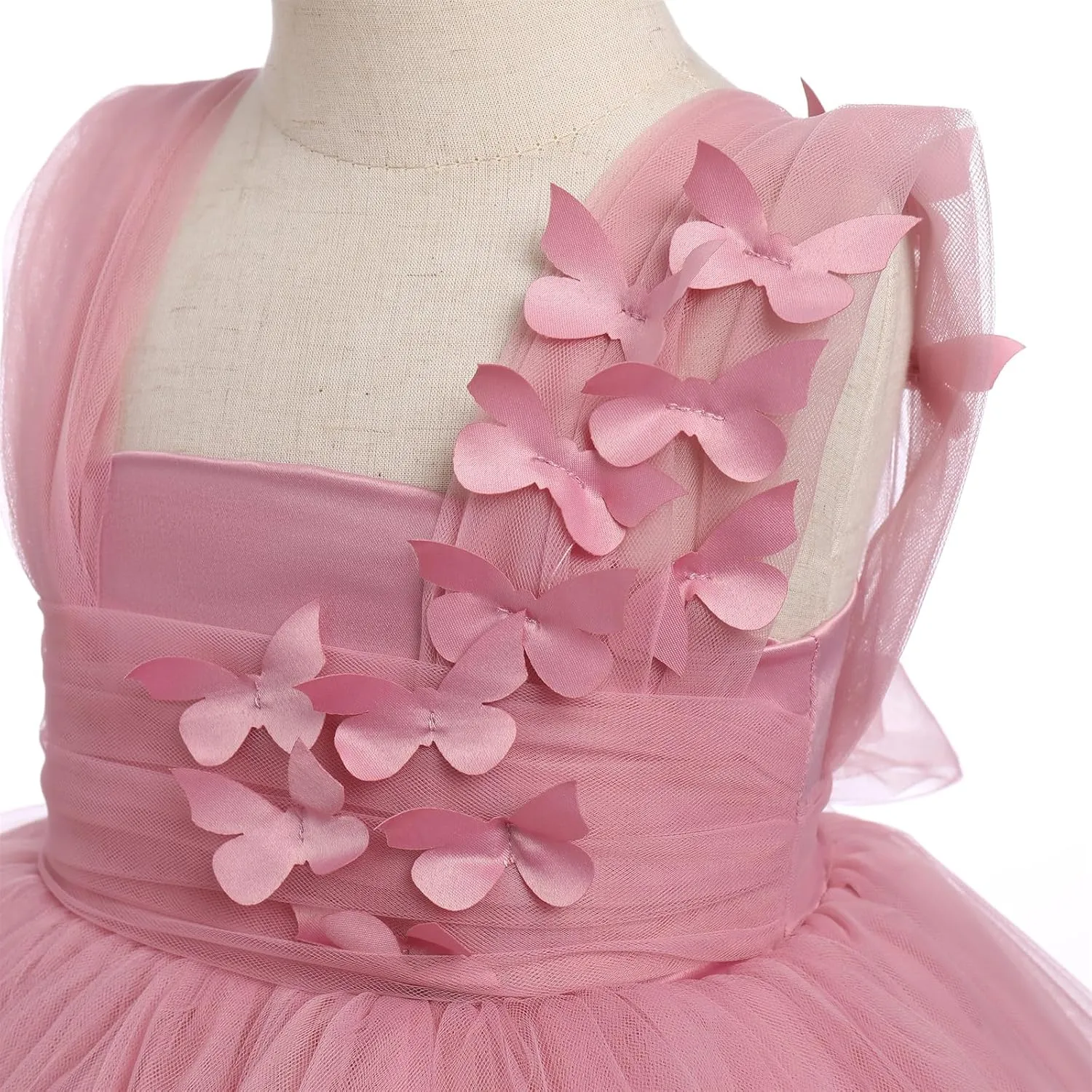 Toddler Baby Flower Girls Sequins Bowknot High Low Tutu Dress Petal Lace Princess Pageant Wedding Birthday Party Formal Gown
