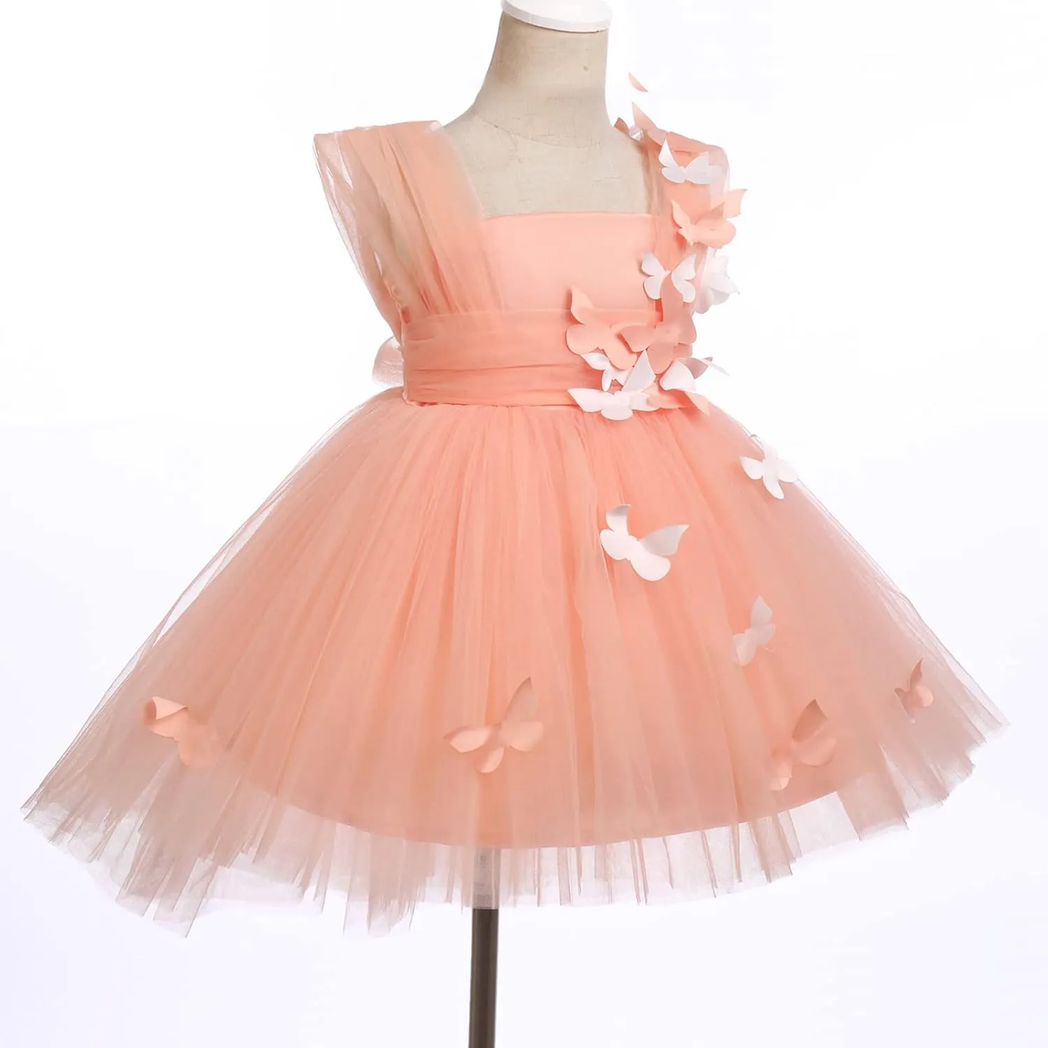 Toddler Baby Flower Girls Sequins Bowknot High Low Tutu Dress Petal Lace Princess Pageant Wedding Birthday Party Formal Gown