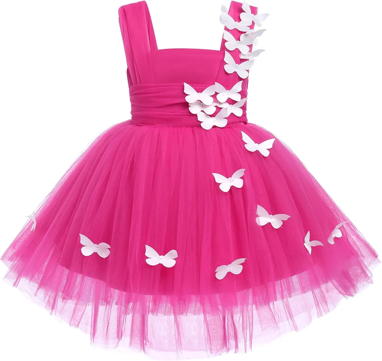 Toddler Baby Flower Girls Sequins Bowknot High Low Tutu Dress Petal Lace Princess Pageant Wedding Birthday Party Formal Gown