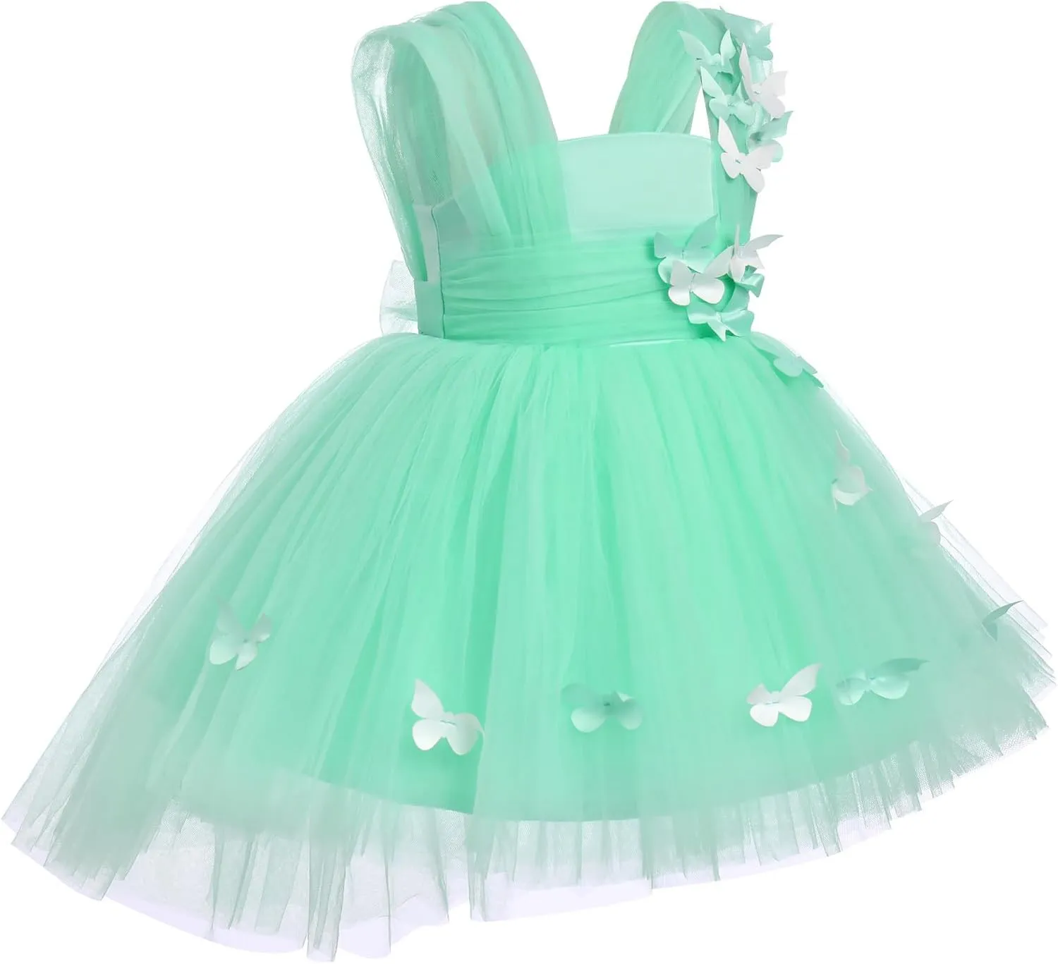 Toddler Baby Flower Girls Sequins Bowknot High Low Tutu Dress Petal Lace Princess Pageant Wedding Birthday Party Formal Gown