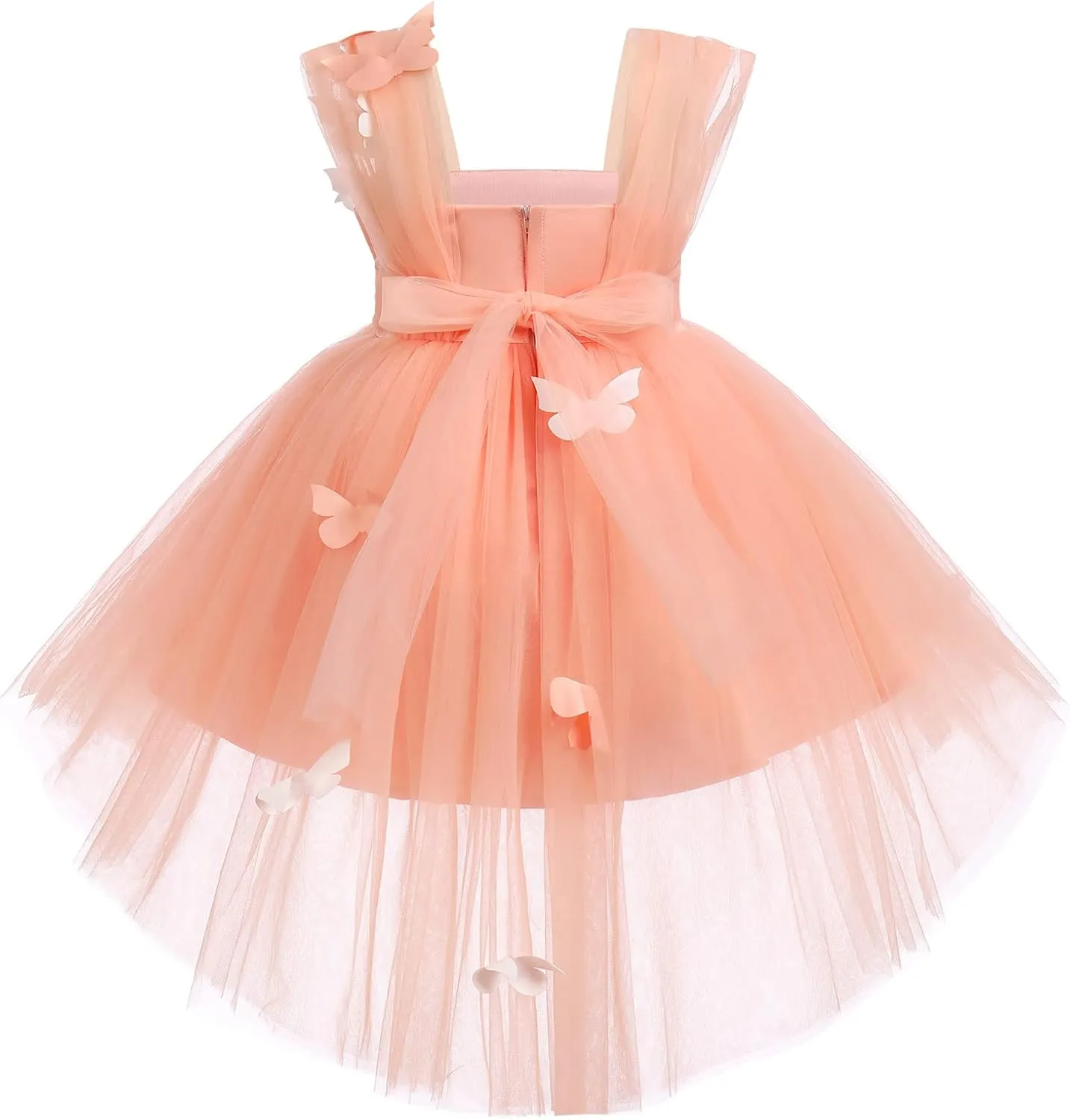 Toddler Baby Flower Girls Sequins Bowknot High Low Tutu Dress Petal Lace Princess Pageant Wedding Birthday Party Formal Gown