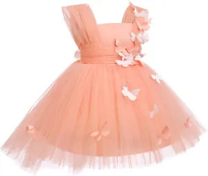 Toddler Baby Flower Girls Sequins Bowknot High Low Tutu Dress Petal Lace Princess Pageant Wedding Birthday Party Formal Gown