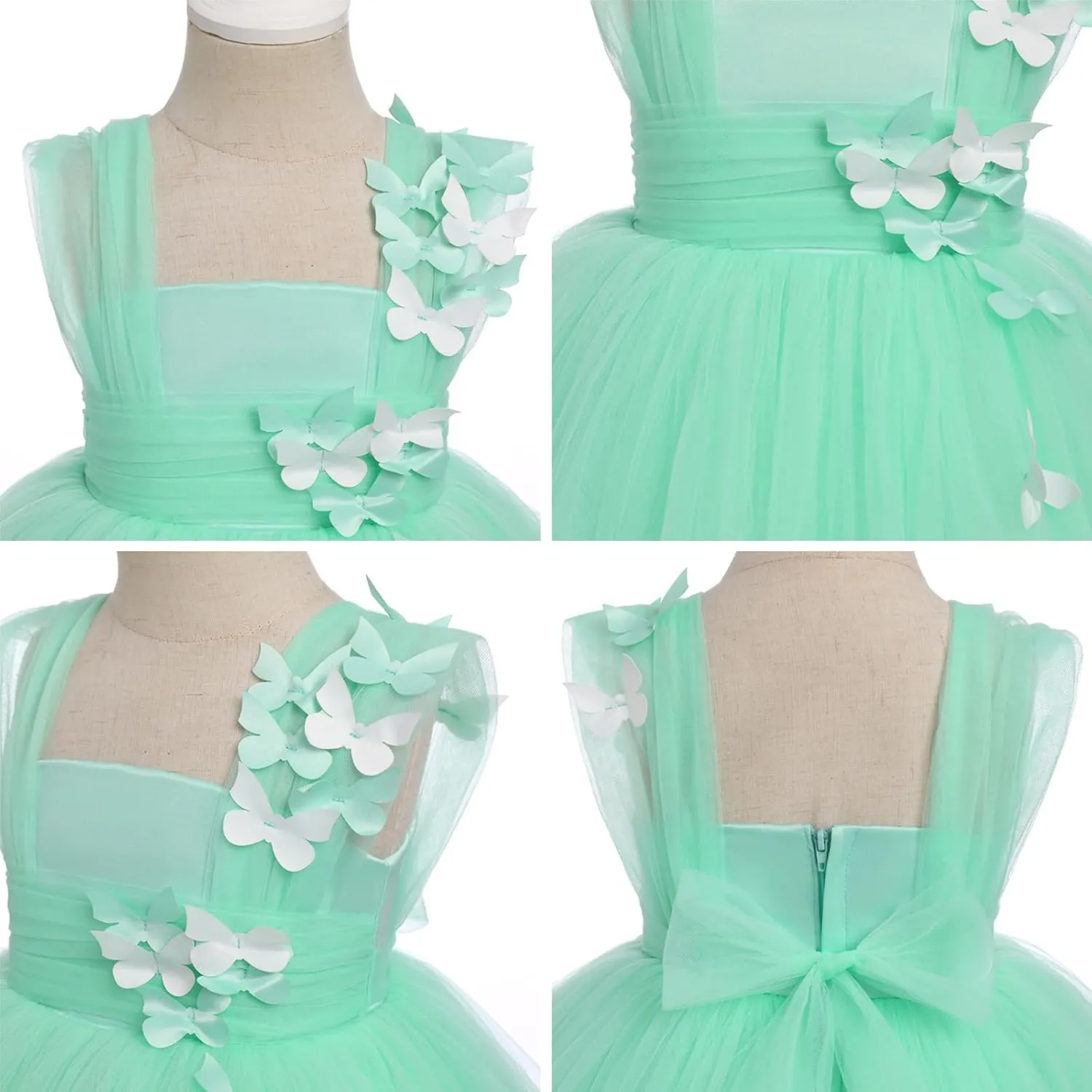 Toddler Baby Flower Girls Sequins Bowknot High Low Tutu Dress Petal Lace Princess Pageant Wedding Birthday Party Formal Gown