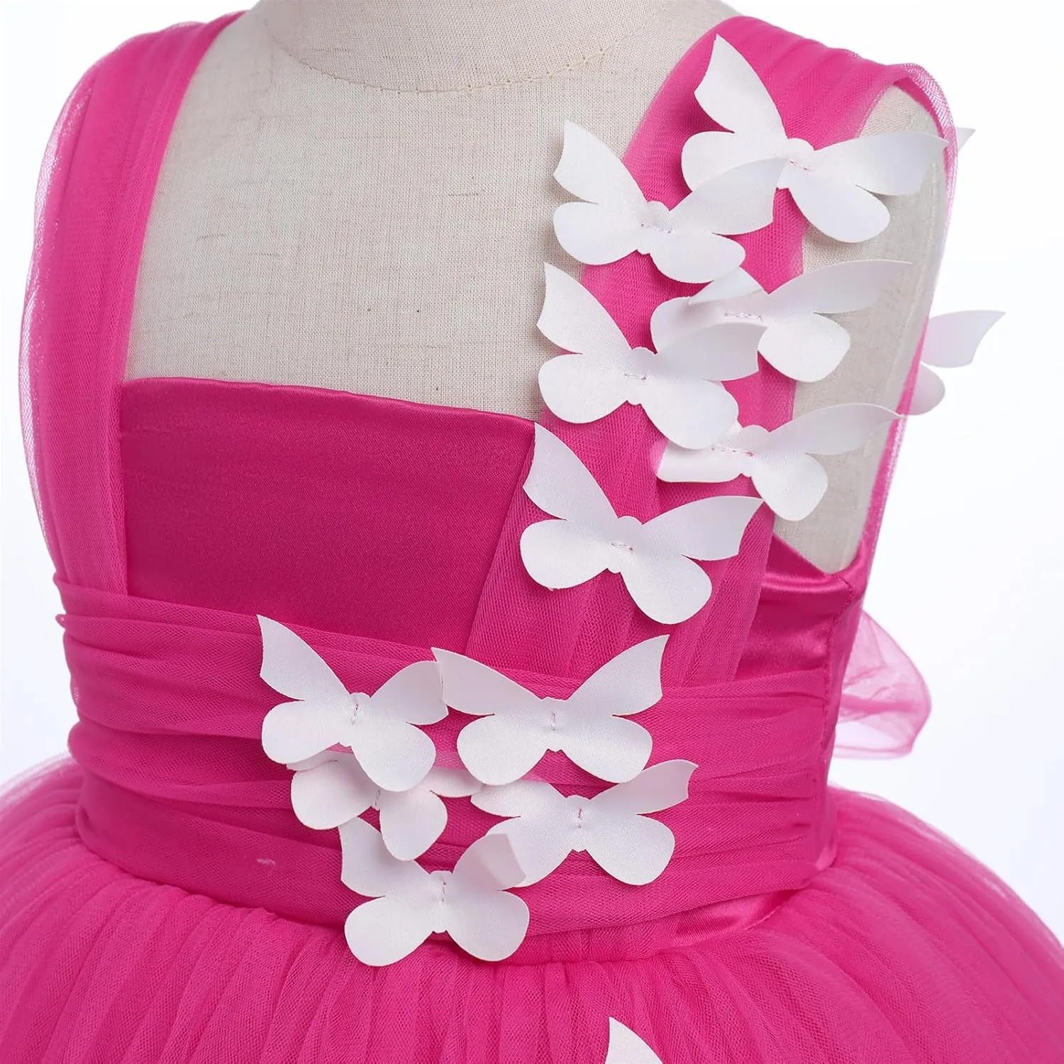 Toddler Baby Flower Girls Sequins Bowknot High Low Tutu Dress Petal Lace Princess Pageant Wedding Birthday Party Formal Gown