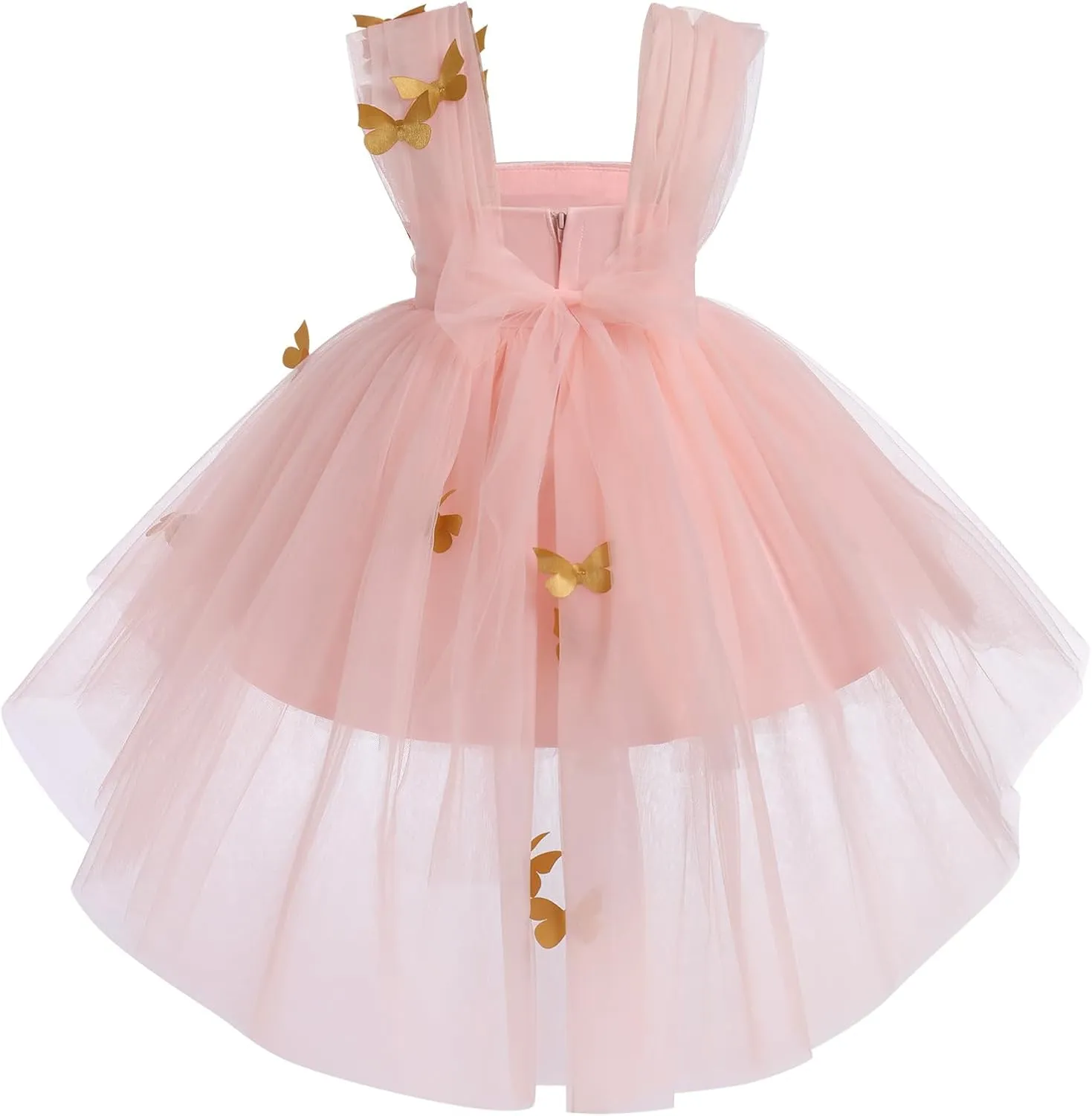 Toddler Baby Flower Girls Sequins Bowknot High Low Tutu Dress Petal Lace Princess Pageant Wedding Birthday Party Formal Gown