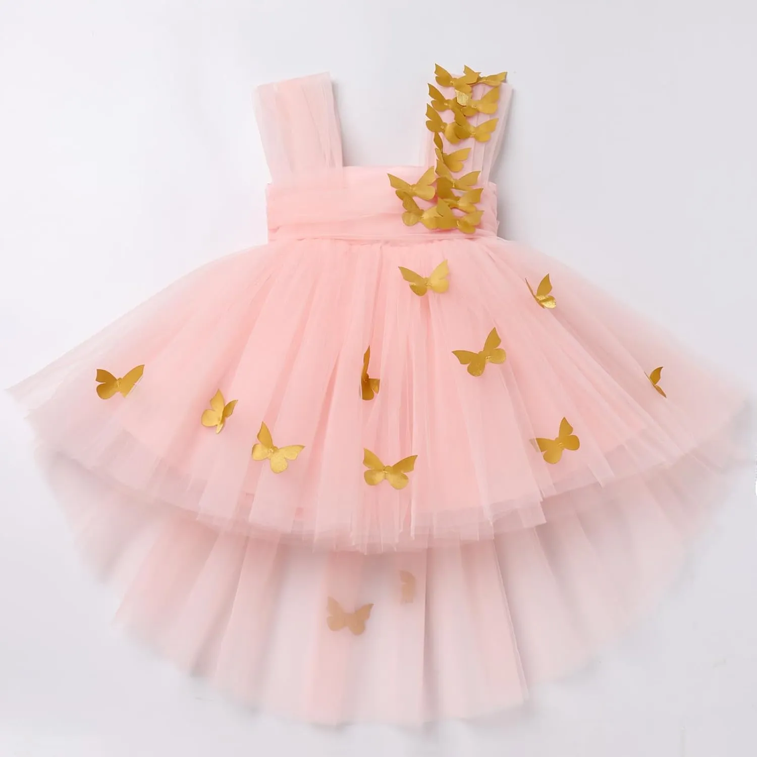 Toddler Baby Flower Girls Sequins Bowknot High Low Tutu Dress Petal Lace Princess Pageant Wedding Birthday Party Formal Gown
