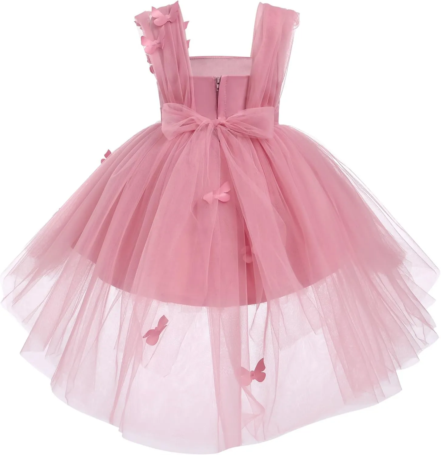 Toddler Baby Flower Girls Sequins Bowknot High Low Tutu Dress Petal Lace Princess Pageant Wedding Birthday Party Formal Gown