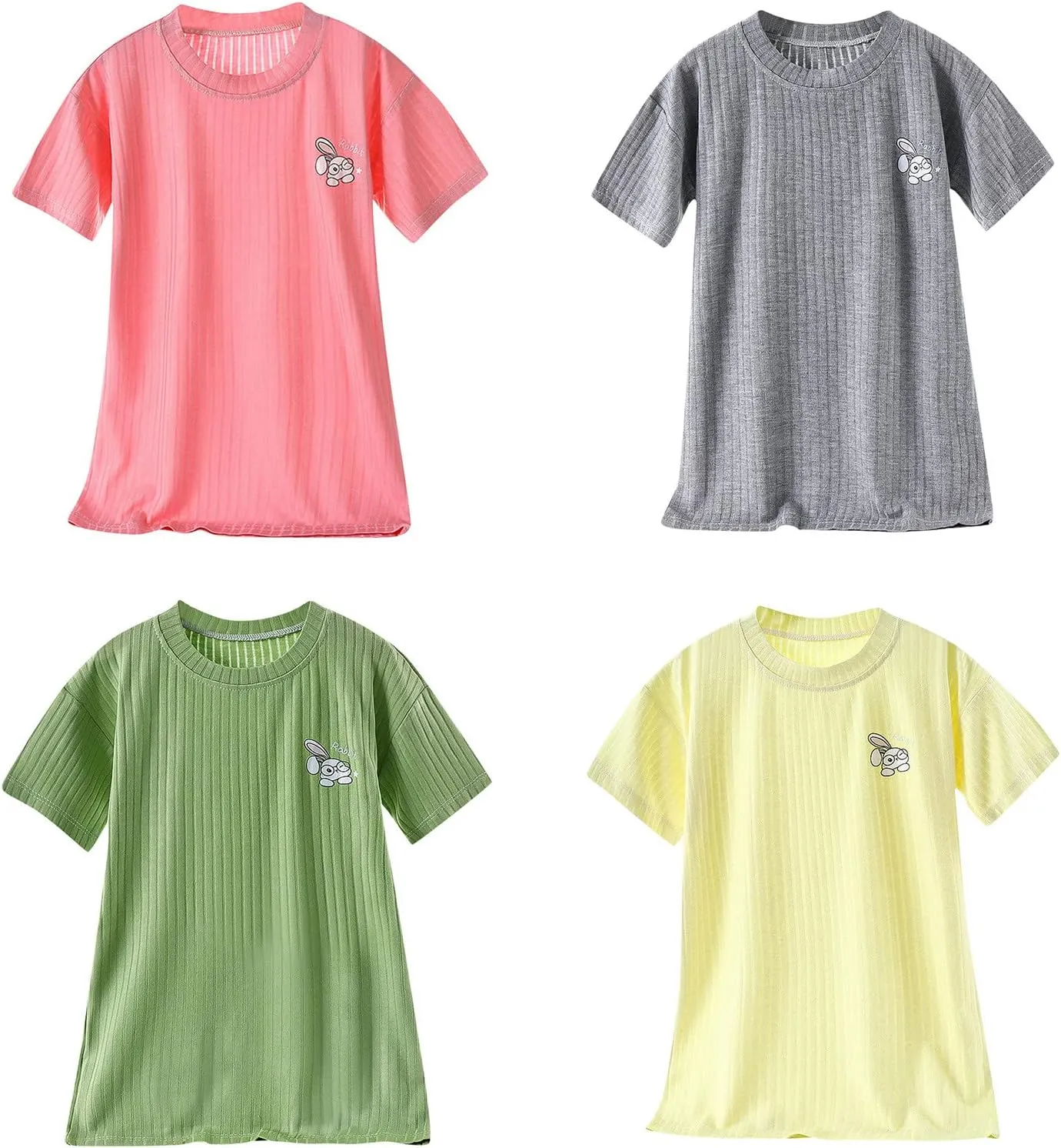 Toddler Baby 𝗡ightgown Boys Girls Footie 𝗣ajamas Kids Summer Nightdress Infant Thin Short Sleeved Bunny Print Dress