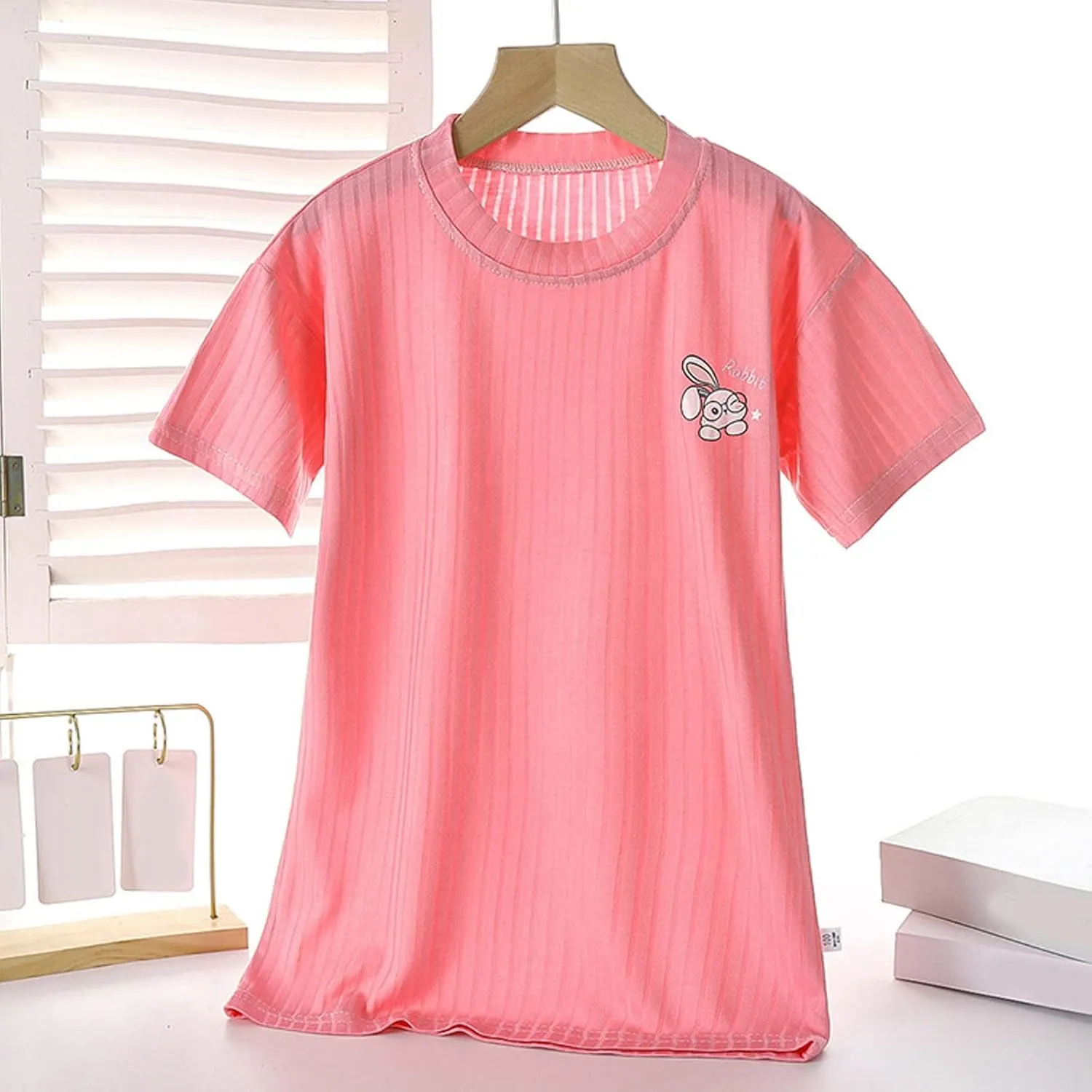 Toddler Baby 𝗡ightgown Boys Girls Footie 𝗣ajamas Kids Summer Nightdress Infant Thin Short Sleeved Bunny Print Dress