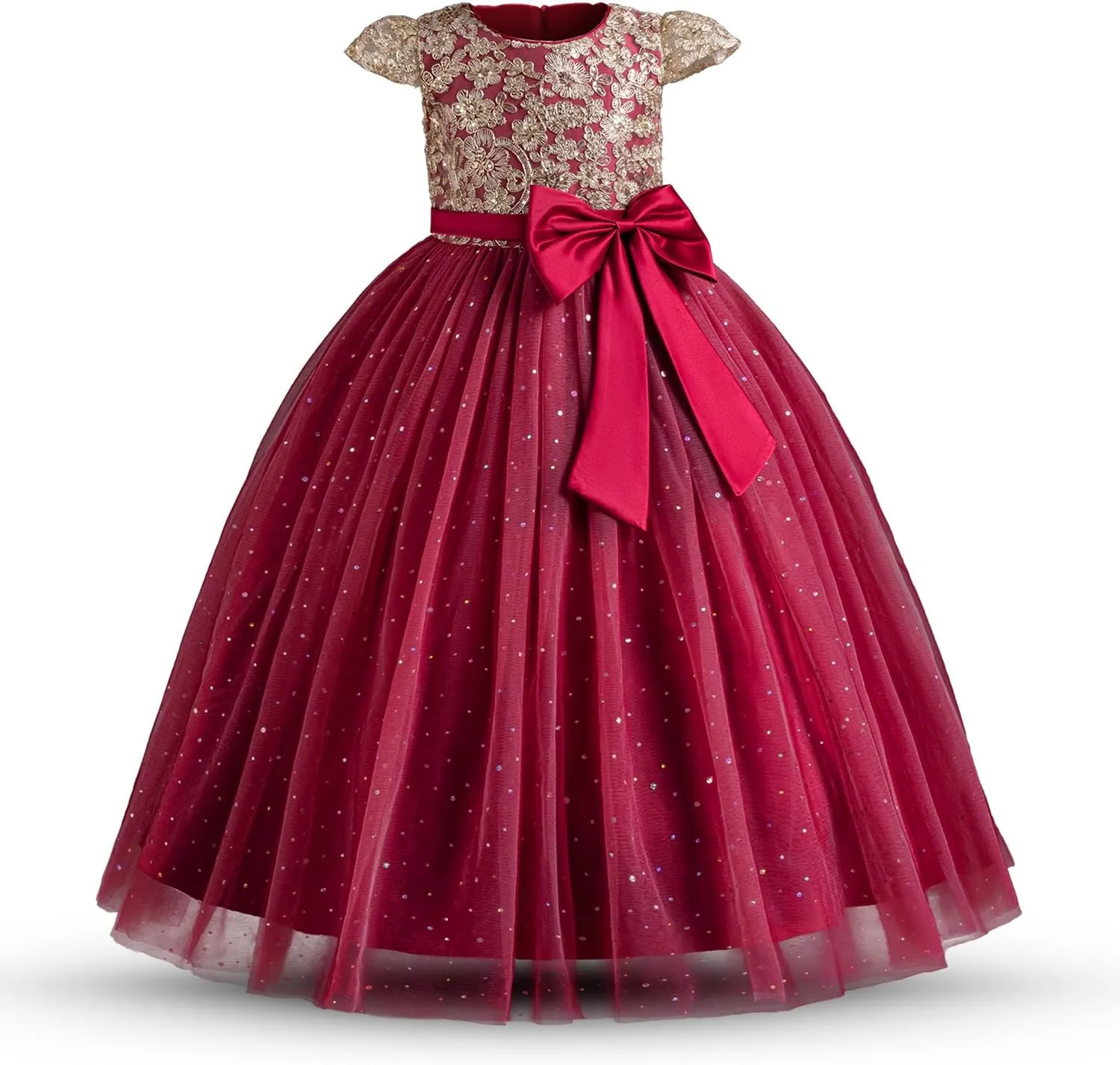 TTYAOVO Girls Pageant Princess Flower Dress Kids Prom Puffy Ball Gowns