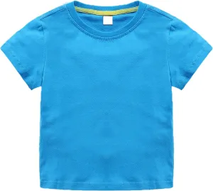 Unisex Kids Baby Soft Cotton Basic T-Shirt Crew Neck Short Sleeve Tops Shirt Solid Tees Boys Girls Summer Clothes