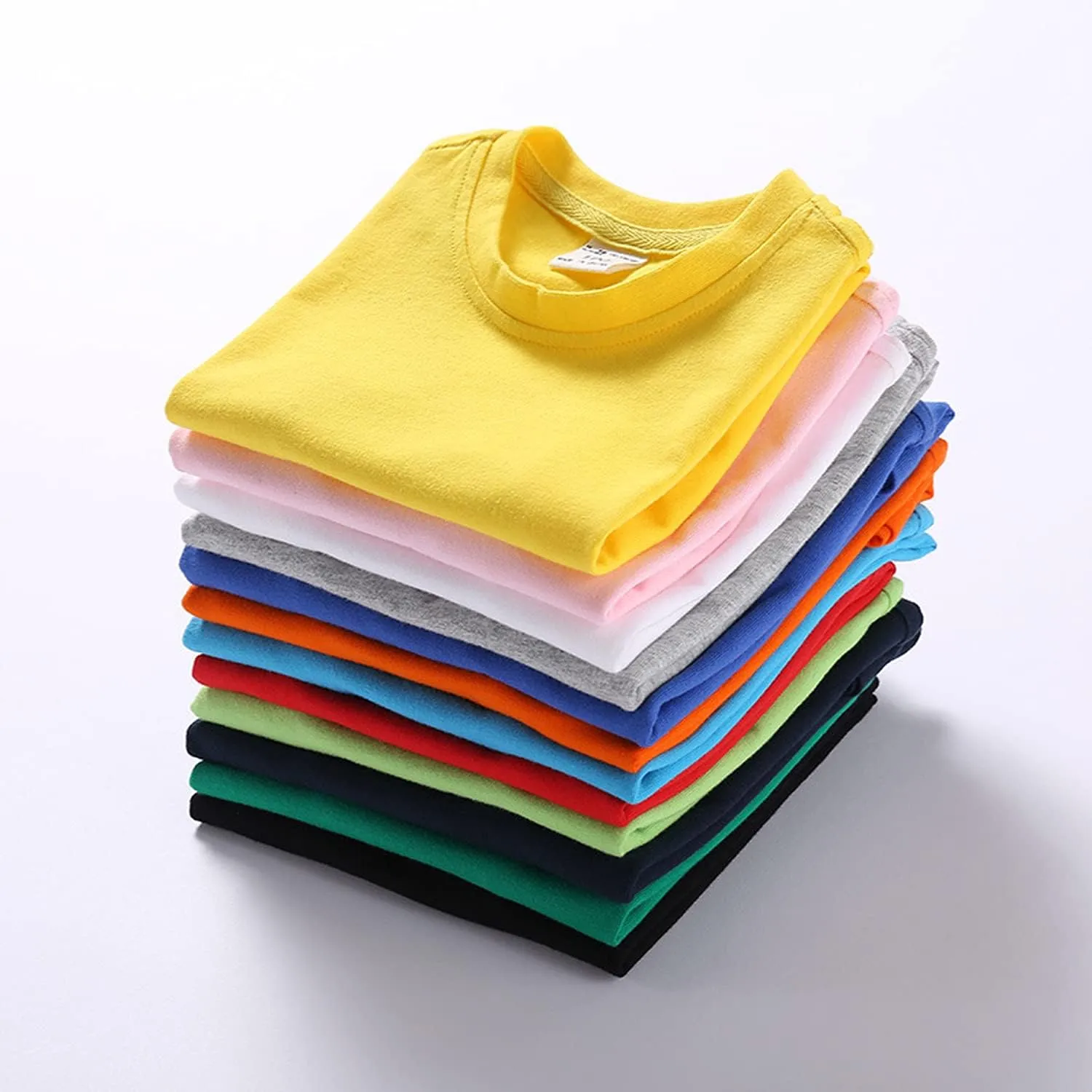 Unisex Kids Baby Soft Cotton Basic T-Shirt Crew Neck Short Sleeve Tops Shirt Solid Tees Boys Girls Summer Clothes
