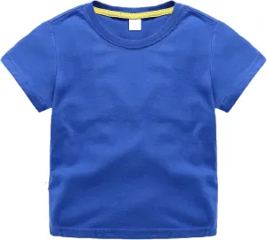 Unisex Kids Baby Soft Cotton Basic T-Shirt Crew Neck Short Sleeve Tops Shirt Solid Tees Boys Girls Summer Clothes