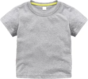 Unisex Kids Baby Soft Cotton Basic T-Shirt Crew Neck Short Sleeve Tops Shirt Solid Tees Boys Girls Summer Clothes