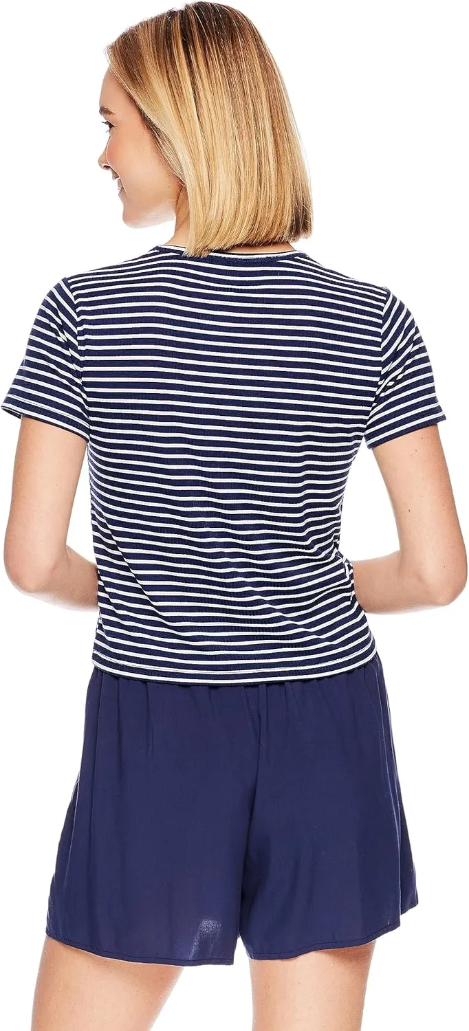 U.S. Polo Assn. Summer Pajamas for Women - Knit Tee and Woven Shorts PJ Set for Women - Sleep and Lounge Sets