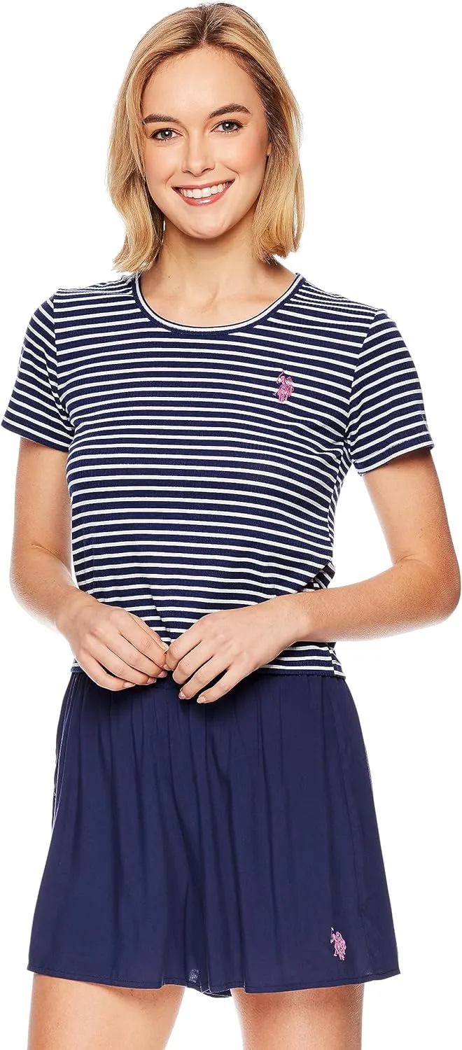 U.S. Polo Assn. Summer Pajamas for Women - Knit Tee and Woven Shorts PJ Set for Women - Sleep and Lounge Sets