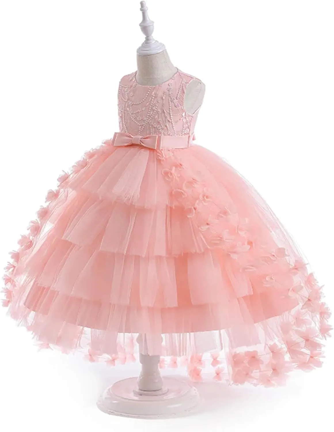 VORLITS Flower Dress Elegant Party Gowns Sleeveless Tutu Tulle High Low Pageant Dress Wedding Party