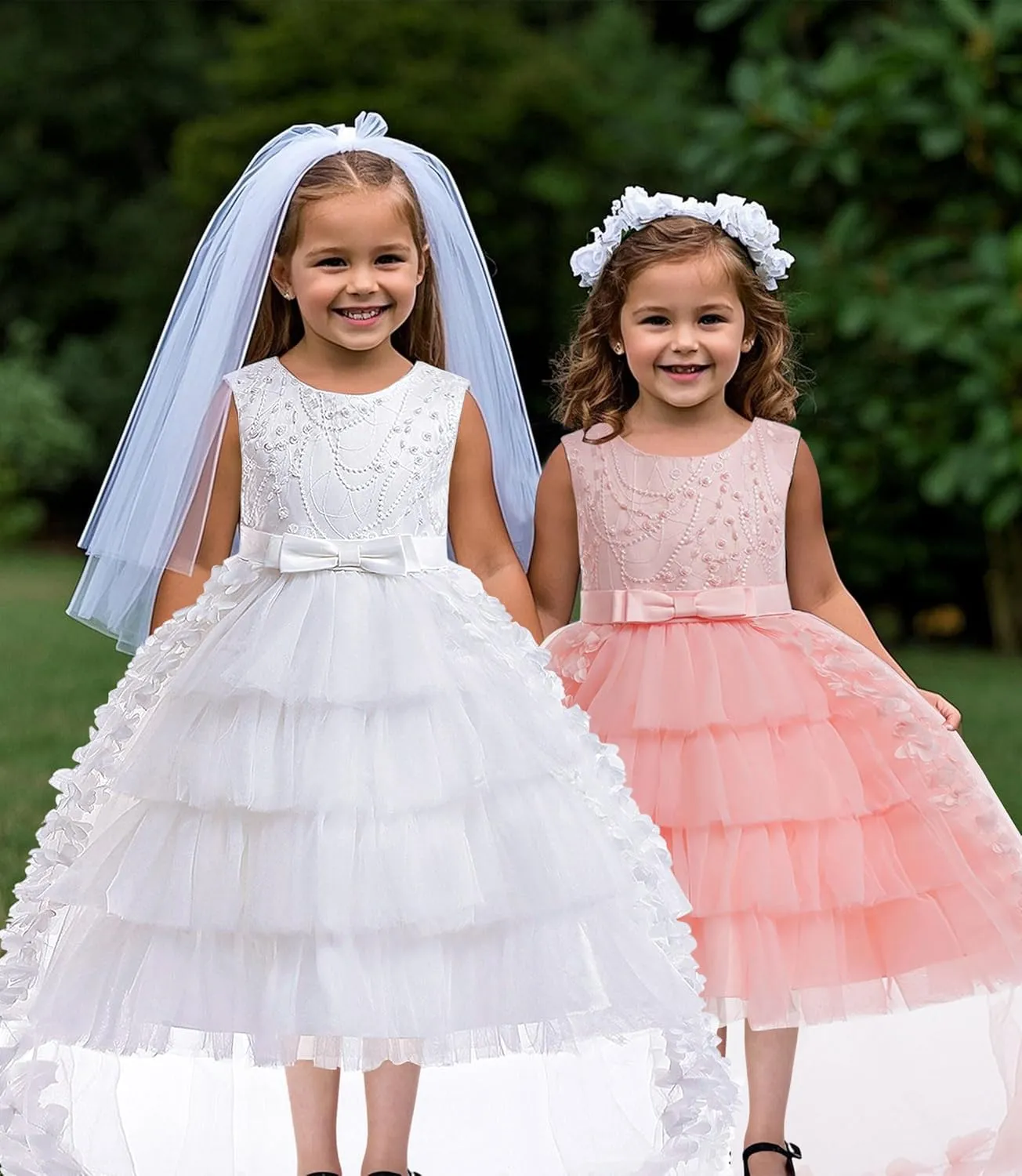 VORLITS Flower Dress Elegant Party Gowns Sleeveless Tutu Tulle High Low Pageant Dress Wedding Party