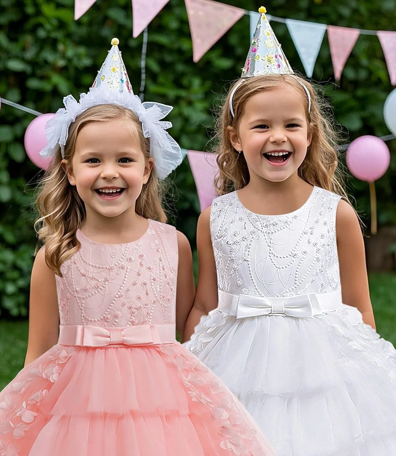 VORLITS Flower Dress Elegant Party Gowns Sleeveless Tutu Tulle High Low Pageant Dress Wedding Party