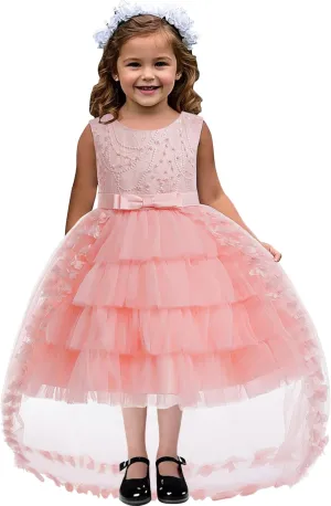 VORLITS Flower Dress Elegant Party Gowns Sleeveless Tutu Tulle High Low Pageant Dress Wedding Party