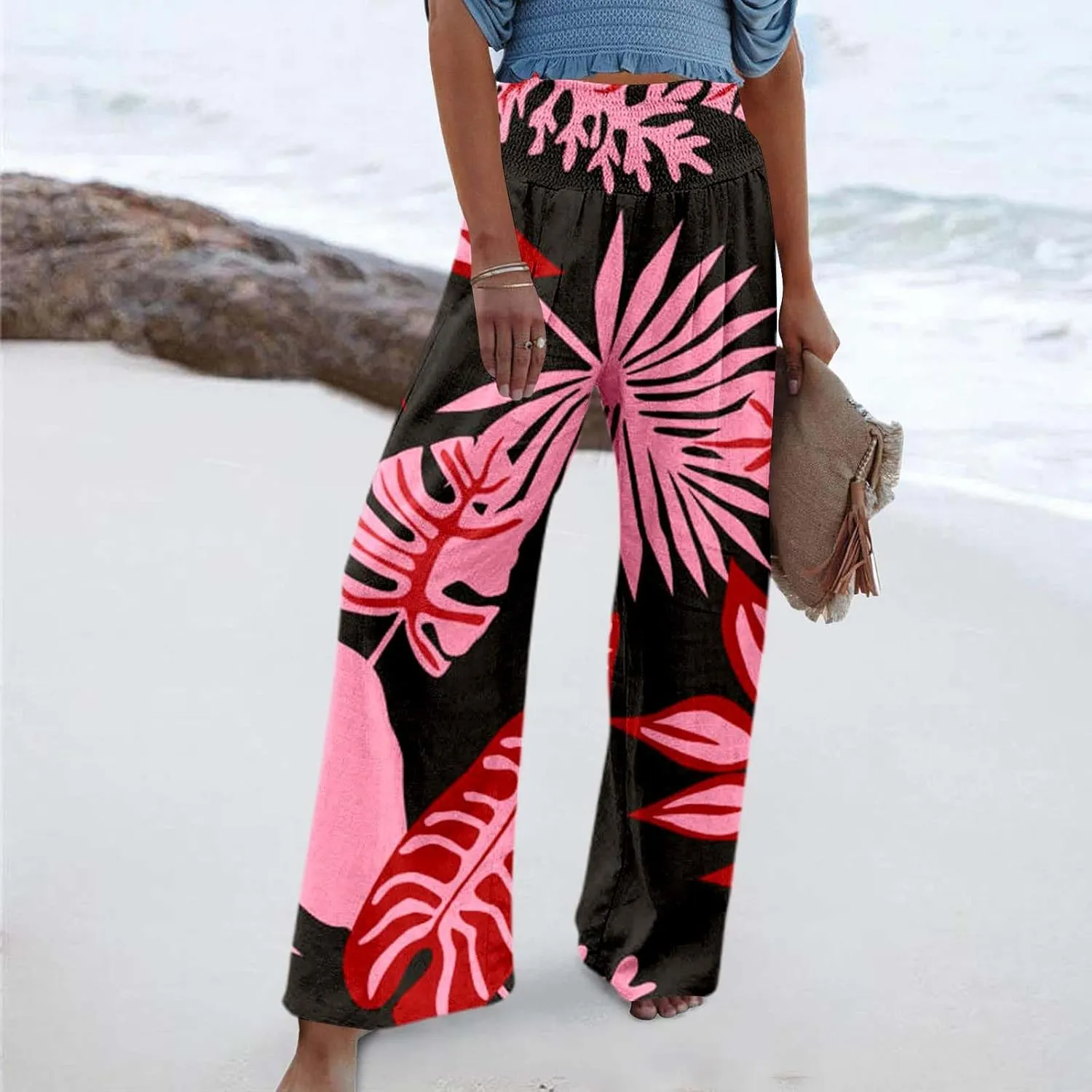 Wide Leg Pants for Womens Elastic High Waisted Stretchy Straight Trousers Lounge Sweatpants Business Casual Outfits