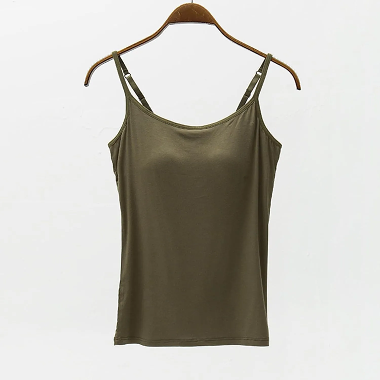 Women Cami Bra Basic Strap Tank Tops with Padded Workout Yoga Racerback Tanks Top Built in Shelf Camisole